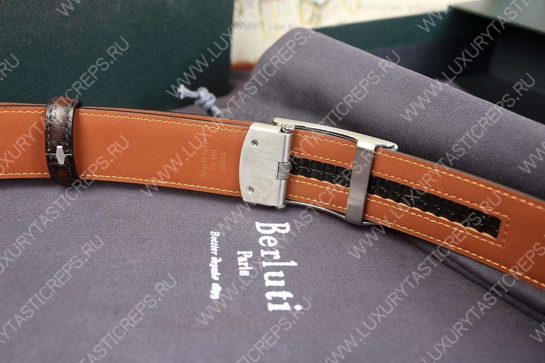 BERLUTI SIGNATURE SCRITTO LEATHER BELT BLACK C0063