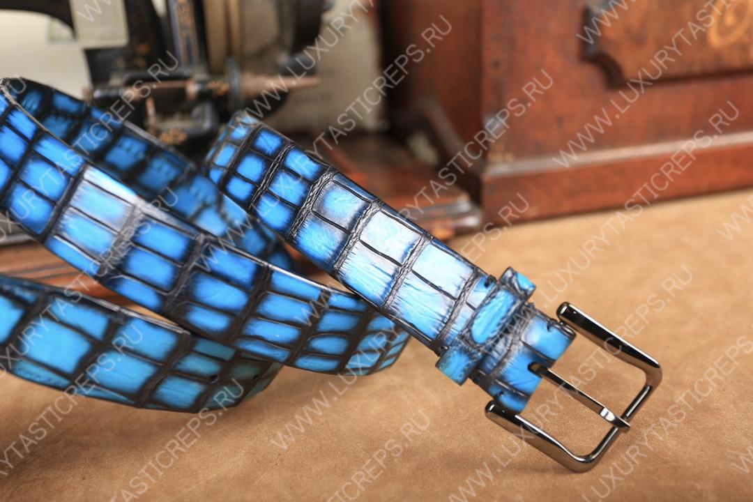 BERLUTI ALLIGATOR BELT BLUE C0035-E2