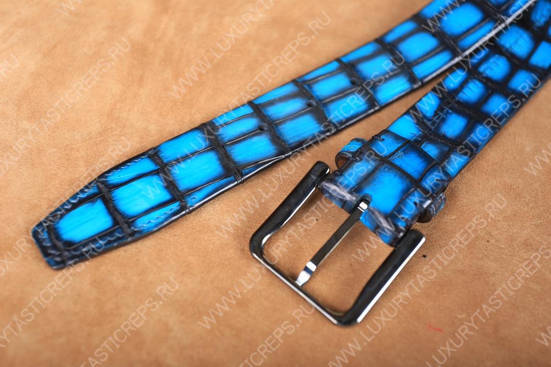 BERLUTI ALLIGATOR BELT BLUE C0035-E2