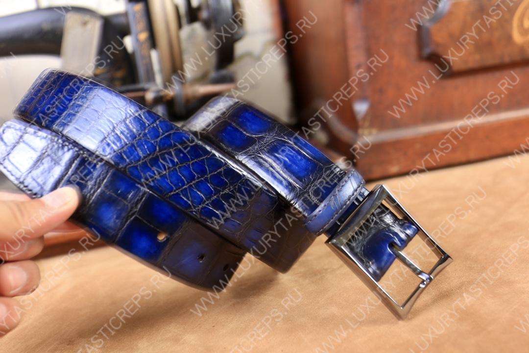BERLUTI ALLIGATOR BELT BLUE C0035-E2