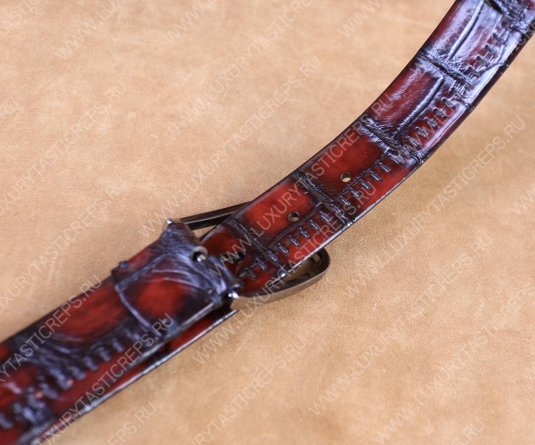 BERLUTI ALLIGATOR BELT RED C0035-E2