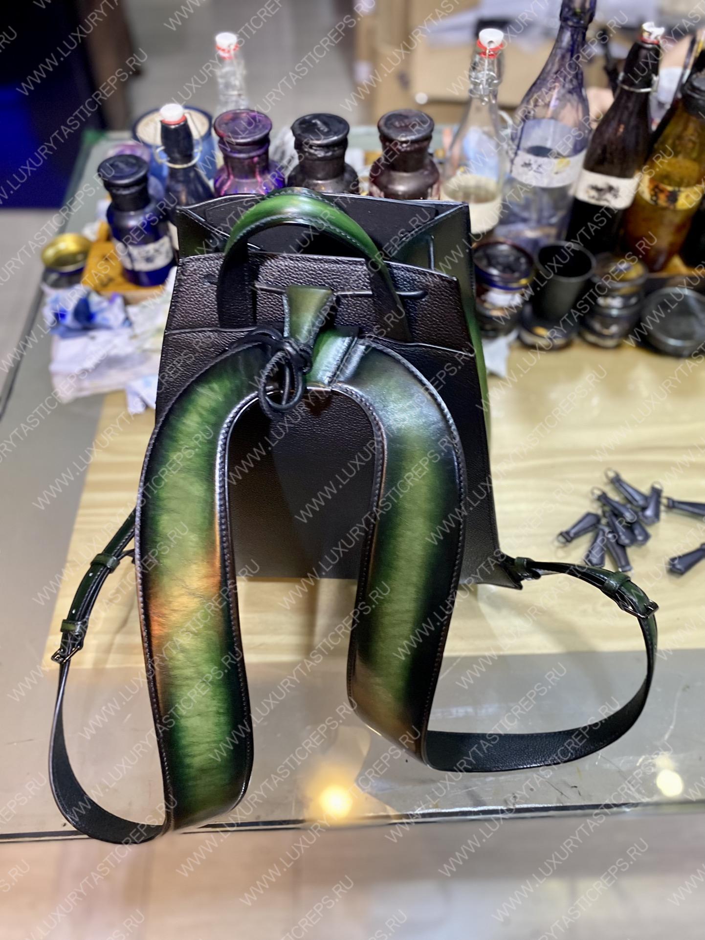 BERLUTI LEATHER BACKPACK GREEN S1223-V1