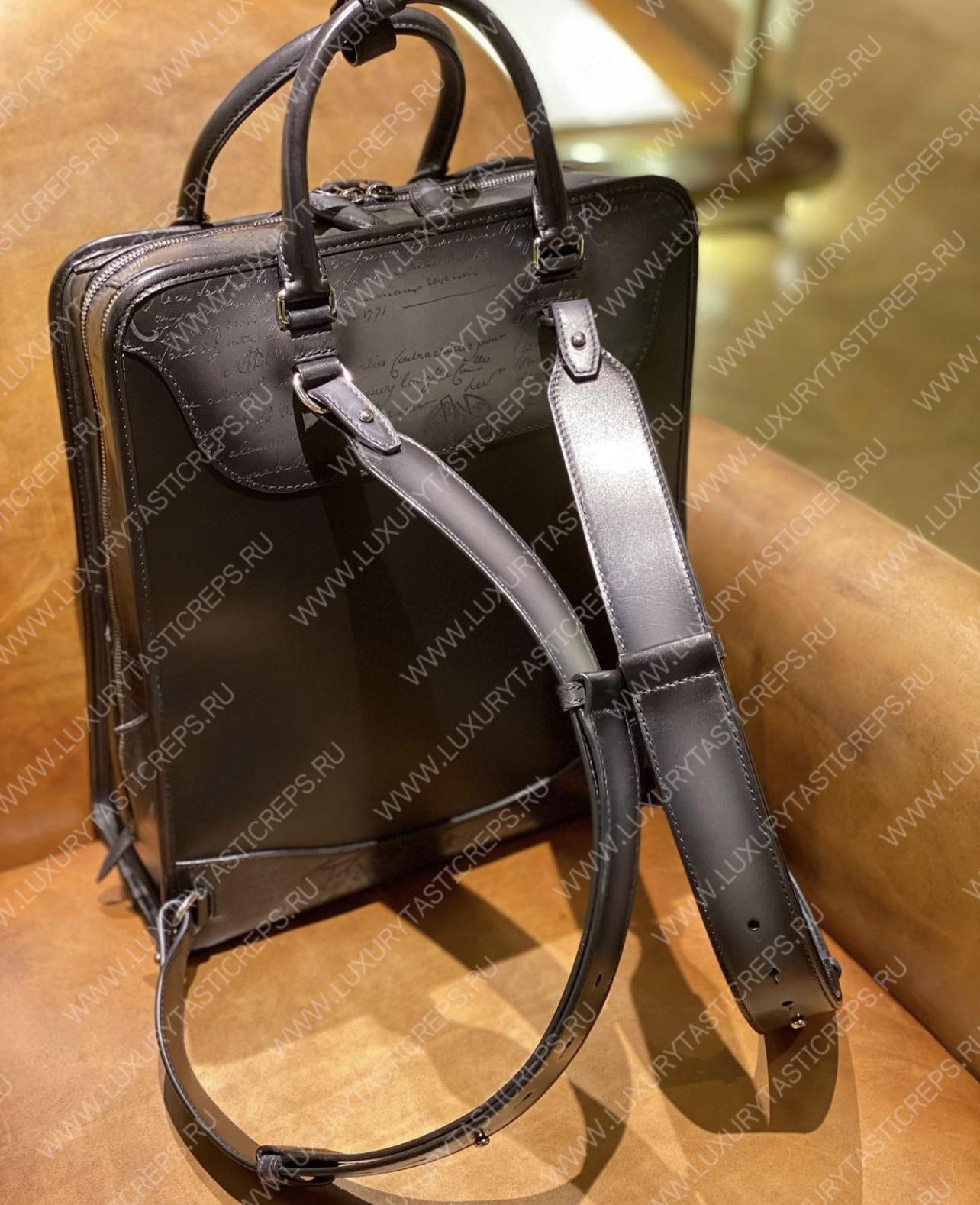 BRELUTI PREMIER JOUR SCRITTO BACKPACK BLACK PREMIER_JOUR-V2