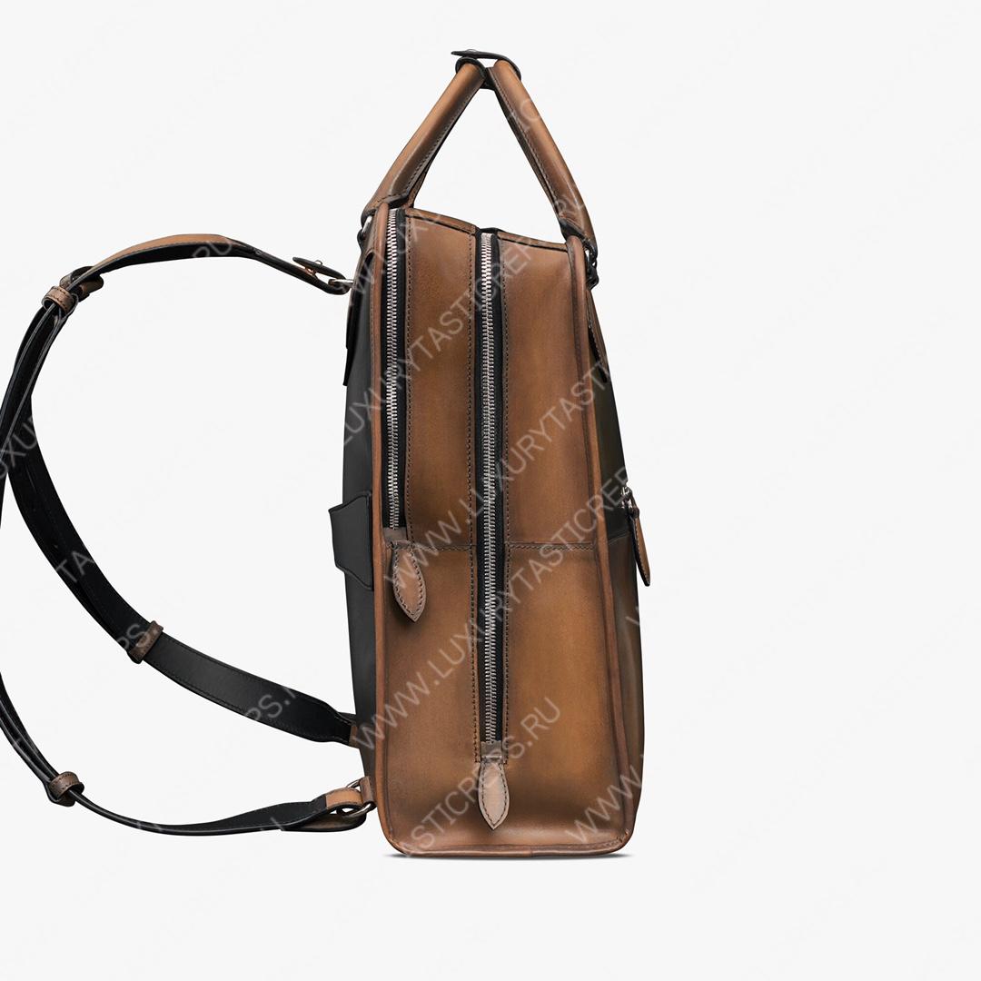 BERLUTI PREMIER JOUR SCRITTO LEATHER BACKPACK OLIVE PREMIER_JOUR_NEO-V84