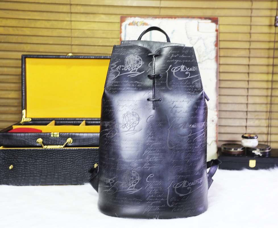 BERLUTI HORIZON MINI SCRITTO BACKPACK BLACK HORIZON_MINI-E2