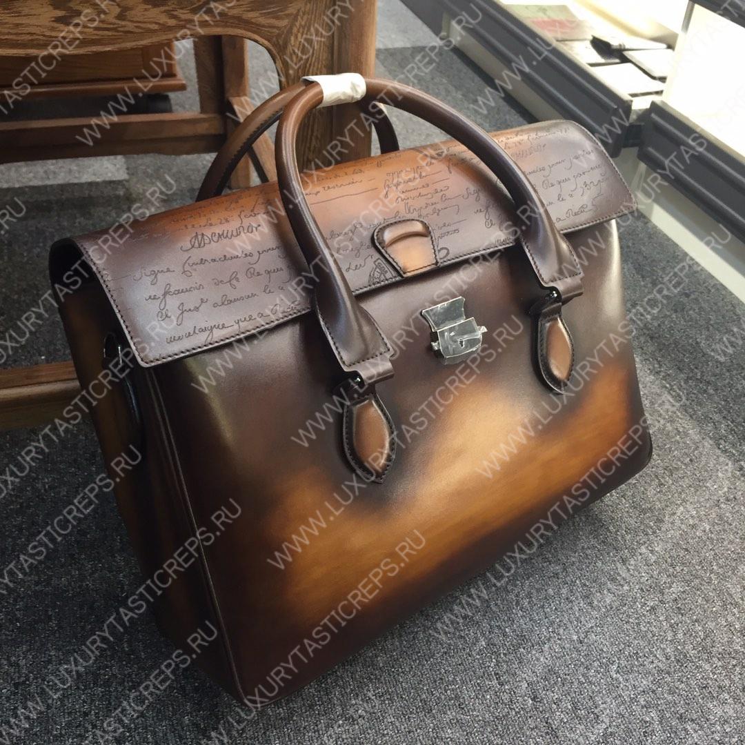 BERLUTI E’MIO LEATHER BRIEFCASE BROWN E_MIO_III-V1