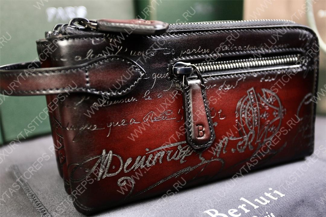 BERLUTI TIRIWA SCRITTO LEATHER POUCH REDDISH BROWN TIRIWA_NEO-JOUR-V2
