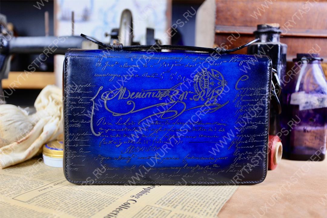 BERLUTI NINO TGM SCRITTO CLUTCH BLUE NINO_TGM_NEO-V2
