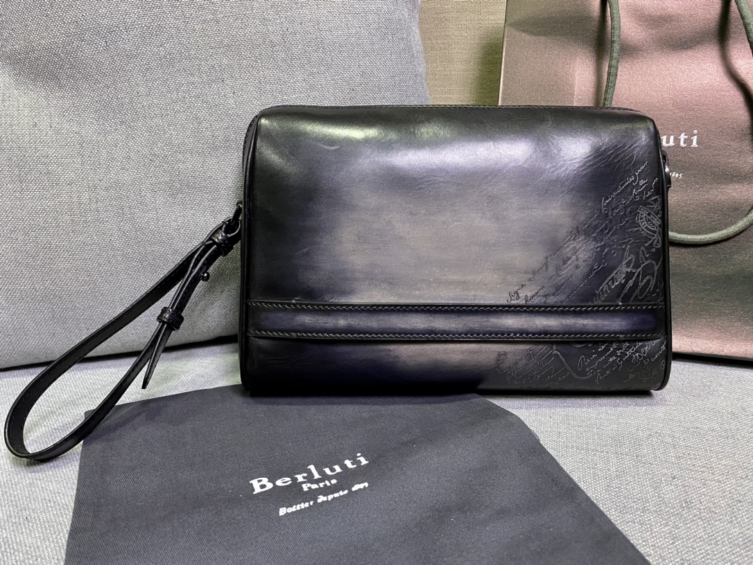 BERLUTI TERSIO SCRITTO POUCH BLACKGREY TERSIO_NEO-JOUR-V84