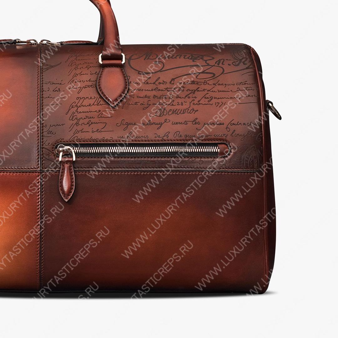 BERLUTI JOUR OFF MM SCRITTO LEATHER TRAVEL BAG CACAO INTENSO JOUR_OFF_MM_NEO-V84