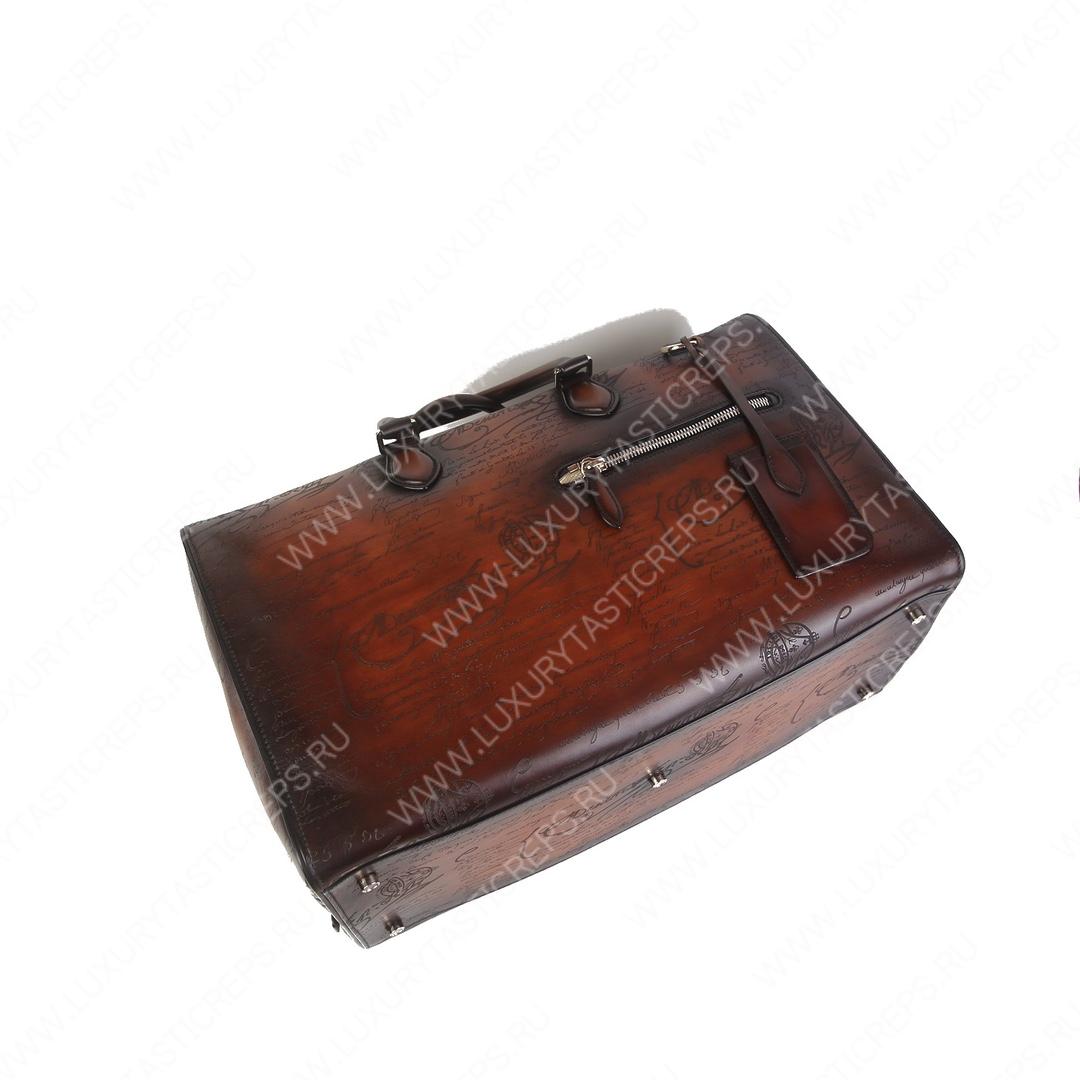 BERLUTI JOUR OFF MM SCRITTO LEATHER TRAVEL BAG TOBACCO BIS JOUR_OFF_MM_NEO-V84