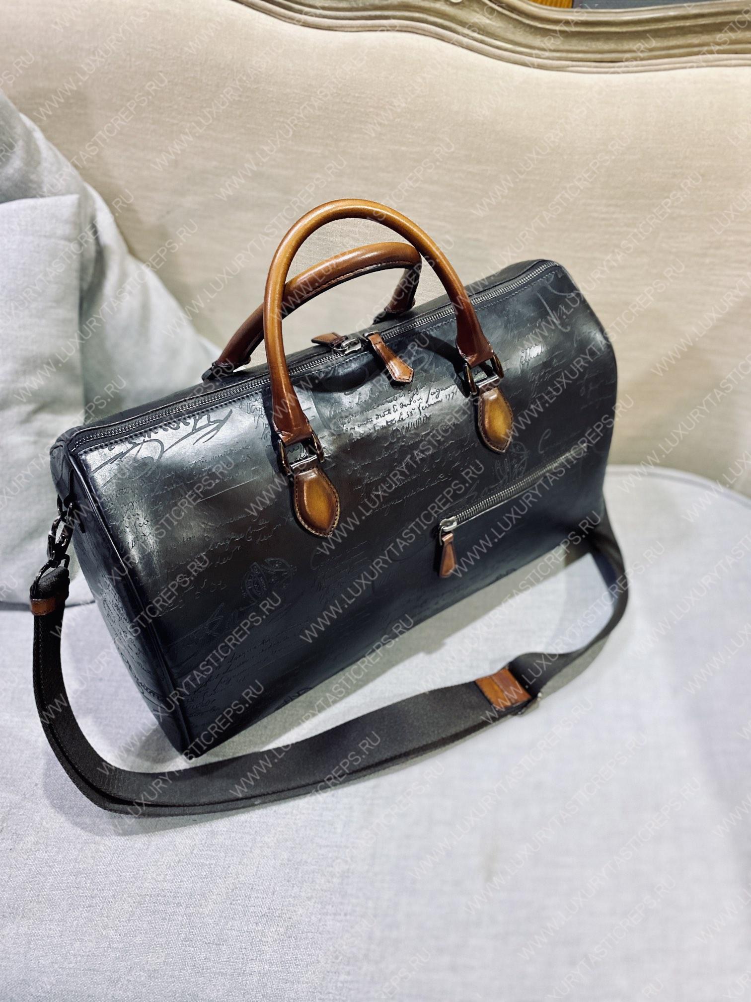 BERLUTI JOUR OFF SCRITTO TRAVEL BAG BROWN AND BLACK JOUR_OFF_MM_NEO-V2