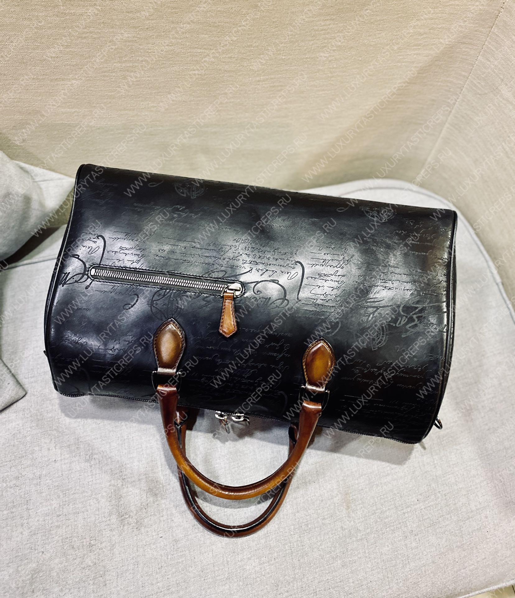 BERLUTI JOUR OFF SCRITTO TRAVEL BAG BROWN AND BLACK JOUR_OFF_MM_NEO-V2