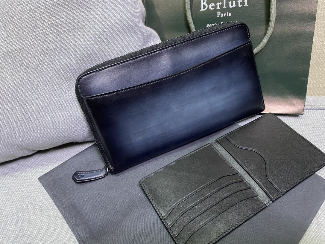 BERLUTI ITAUBA LEATHER LONG ZIPPED WALLET BLACK JOUR-V2
